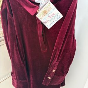 Gretchen Scott Designs Rich Burgundy Velvet Top